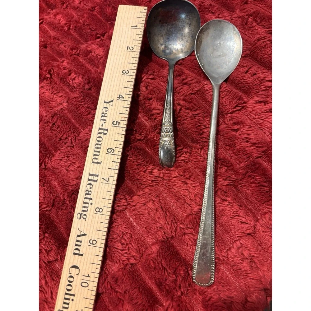 2 VTG Spoons Electroplated Zinc Alloy Serving 9